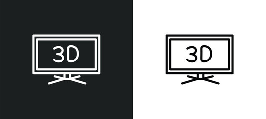 Poster - 3d television icon isolated in white and black colors. 3d television outline vector icon from cinema collection for web, mobile apps and ui.