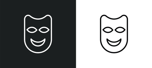 Aufkleber - smile mask icon isolated in white and black colors. smile mask outline vector icon from cinema colle