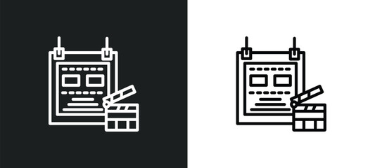 Poster - film poster icon isolated in white and black colors. film poster outline vector icon from cinema collection for web, mobile apps and ui.