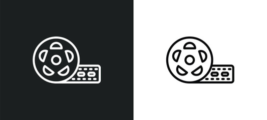 Poster - big film roll icon isolated in white and black colors. big film roll outline vector icon from cinema collection for web, mobile apps and ui.