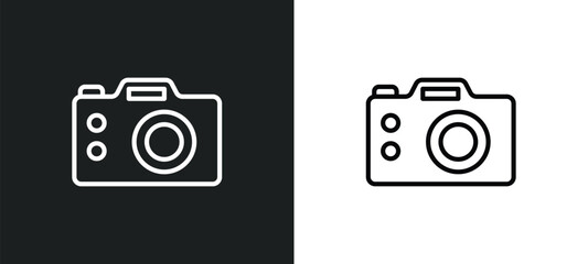 Poster - dslr camera icon isolated in white and black colors. dslr camera outline vector icon from cinema collection for web, mobile apps and ui.