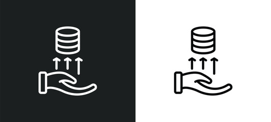 Poster - debt icon isolated in white and black colors. debt outline vector icon from business and analytics collection for web, mobile apps and ui.