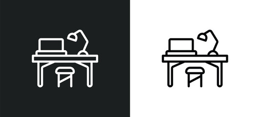 Poster - workplace icon isolated in white and black colors. workplace outline vector icon from business and analytics collection for web, mobile apps and ui.