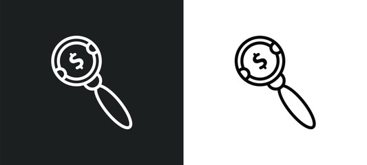 Poster - money searcher icon isolated in white and black colors. money searcher outline vector icon from business collection for web, mobile apps and ui.