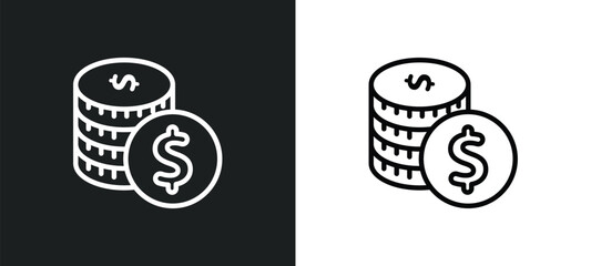 Poster - one dollar coins icon isolated in white and black colors. one dollar coins outline vector icon from business collection for web, mobile apps and ui.