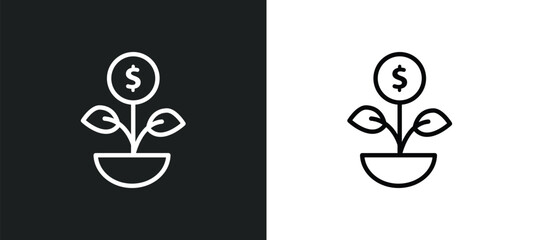 Poster - money investment icon isolated in white and black colors. money investment outline vector icon from business collection for web, mobile apps and ui.