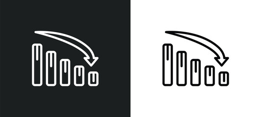 Poster - loss chart icon isolated in white and black colors. loss chart outline vector icon from business collection for web, mobile apps and ui.