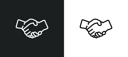 Poster - shaking hands icon isolated in white and black colors. shaking hands outline vector icon from busine