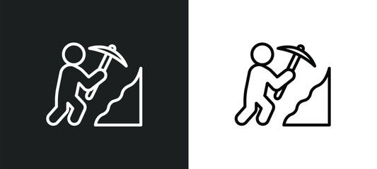 Poster - worker digging a hole icon isolated in white and black colors. worker digging a hole outline vector icon from business collection for web, mobile apps and ui.