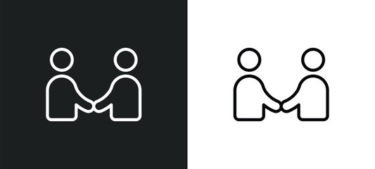 Poster - men shaking hands icon isolated in white and black colors. men shaking hands outline vector icon from business collection for web, mobile apps and ui.
