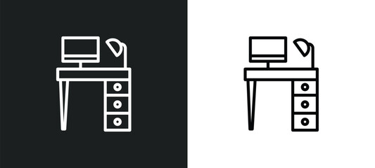 Poster - work table icon isolated in white and black colors. work table outline vector icon from business collection for web, mobile apps and ui.