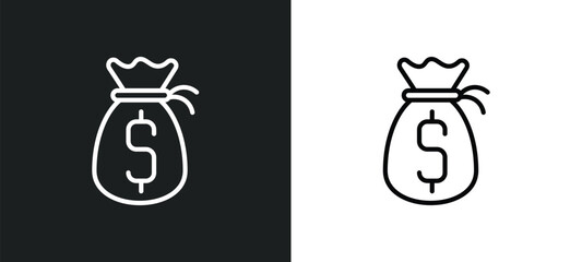 Poster - money sack icon isolated in white and black colors. money sack outline vector icon from business collection for web, mobile apps and ui.