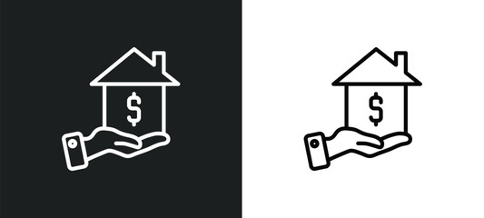 Poster - mortgage loan icon isolated in white and black colors. mortgage loan outline vector icon from business collection for web, mobile apps and ui.