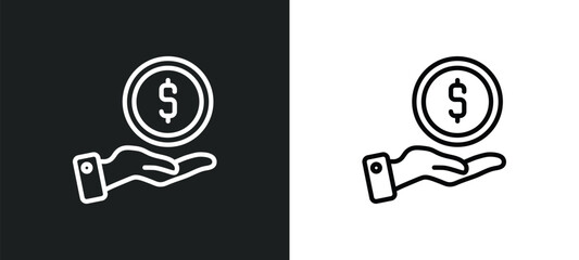 Poster - give money icon isolated in white and black colors. give money outline vector icon from business col