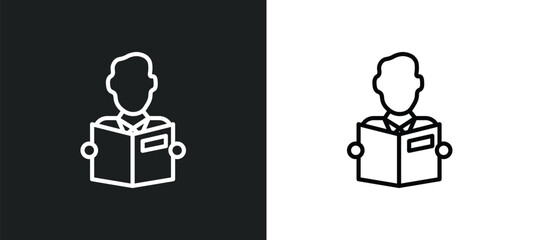 Poster - reader icon isolated in white and black colors. reader outline vector icon from business collection for web, mobile apps and ui.