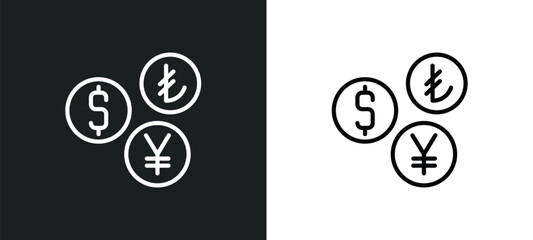 Poster - currencies icon isolated in white and black colors. currencies outline vector icon from business collection for web, mobile apps and ui.