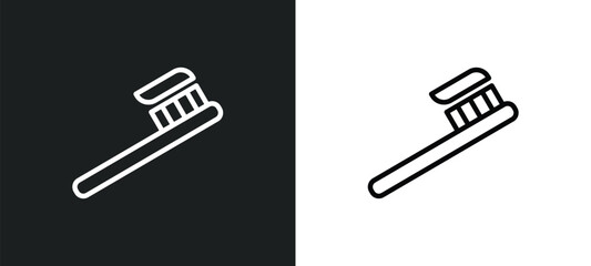 Poster - toothbrush icon isolated in white and black colors. toothbrush outline vector icon from beauty colle
