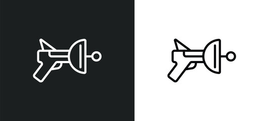 Poster - space gun icon isolated in white and black colors. space gun outline vector icon from astronomy collection for web, mobile apps and ui.