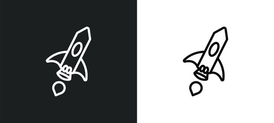 Poster - space ship icon isolated in white and black colors. space ship outline vector icon from astronomy collection for web, mobile apps and ui.