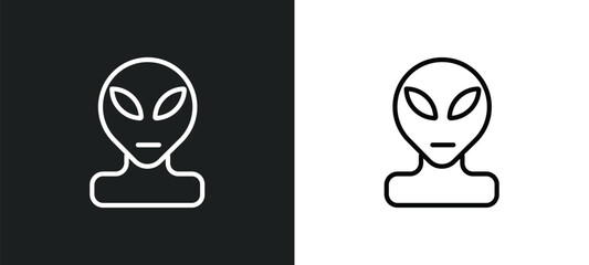 Poster - alien icon isolated in white and black colors. alien outline vector icon from astronomy collection for web, mobile apps and ui.