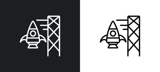 Poster - spaceport icon isolated in white and black colors. spaceport outline vector icon from astronomy collection for web, mobile apps and ui.