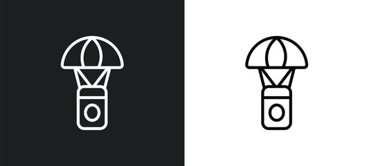 Poster - capsule parachute icon isolated in white and black colors. capsule parachute outline vector icon from astronomy collection for web, mobile apps and ui.
