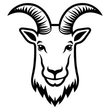 Mountain Goat Head Face Black Silhouette Outline Logo Svg Vector
