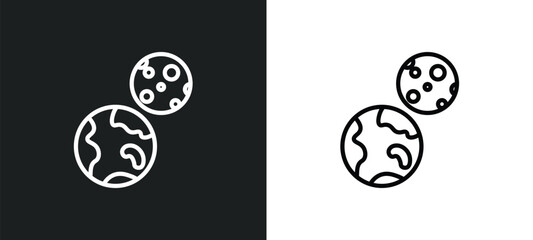 Poster - earth and moon icon isolated in white and black colors. earth and moon outline vector icon from astronomy collection for web, mobile apps ui.
