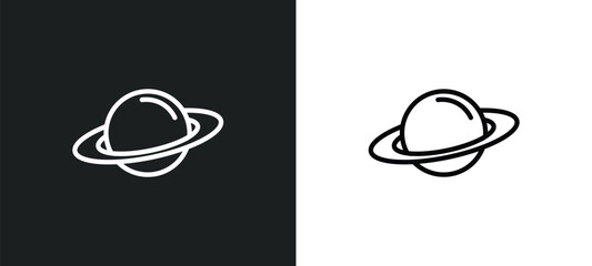 Poster - saturn icon isolated in white and black colors. saturn outline vector icon from astronomy collection for web, mobile apps and ui.