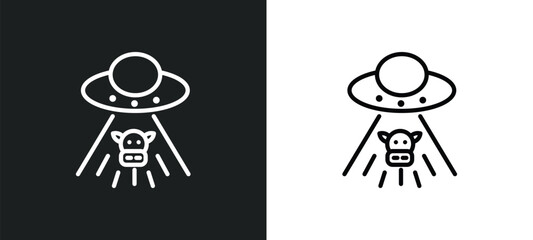 Poster - ufo and cow icon isolated in white and black colors. ufo and cow outline vector icon from astronomy 