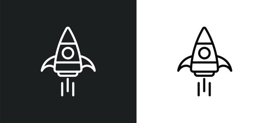 Poster - rocket start icon isolated in white and black colors. rocket start outline vector icon from astronomy collection for web, mobile apps and ui.