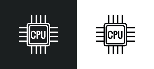 Poster - cpu icon isolated in white and black colors. cpu outline vector icon from artificial intellegence collection for web, mobile apps and ui.