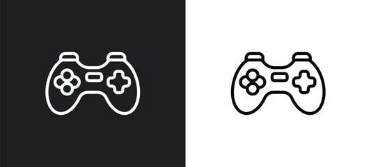 Poster - gaming icon isolated in white and black colors. gaming outline vector icon from artificial intellegence collection for web, mobile apps and ui.