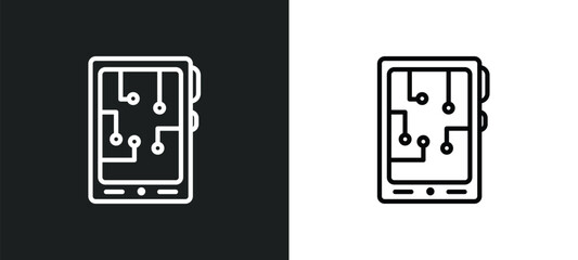 Poster - mobile flexible display icon isolated in white and black colors. mobile flexible display outline vector icon from artificial intellegence collection for web, mobile apps and ui.