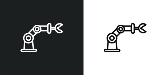 Poster - mechanical arm icon isolated in white and black colors. mechanical arm outline vector icon from artificial intelligence collection for web, mobile apps and ui.