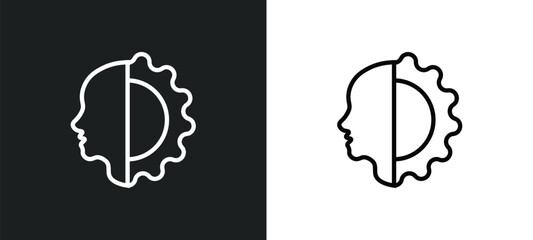 Poster - cyborg icon isolated in white and black colors. cyborg outline vector icon from artificial intellegence collection for web, mobile apps and ui.