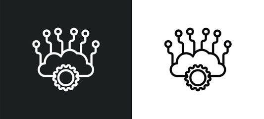 Poster - cloud intelligence icon isolated in white and black colors. cloud intelligence outline vector icon from artificial intellegence collection for web, mobile apps and ui.