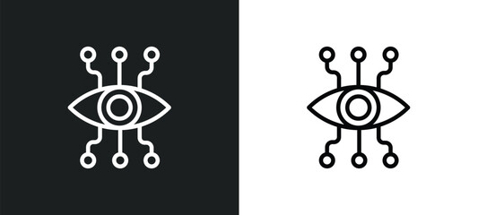 Poster - bionic eye icon isolated in white and black colors. bionic eye outline vector icon from artificial intellegence collection for web, mobile apps and ui.