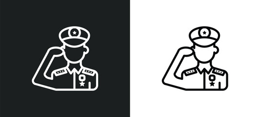 Poster - salute icon isolated in white and black colors. salute outline vector icon from army collection for web, mobile apps and ui.