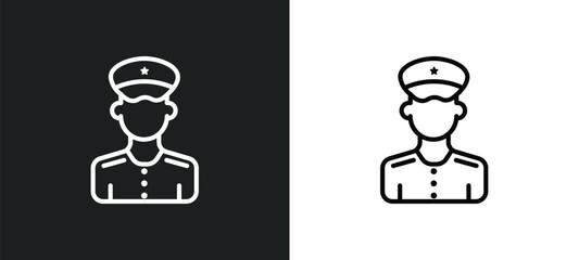 Poster - officer icon isolated in white and black colors. officer outline vector icon from army and war collection for web, mobile apps and ui.