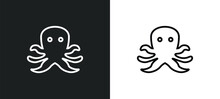 Octopus Icon Isolated In White And Black Colors. Octopus Outline Vector Icon From Animals Collection For Web, Mobile Apps And Ui.