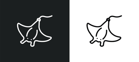 manta ray icon isolated in white and black colors. manta ray outline vector icon from animals collection for web, mobile apps and ui.