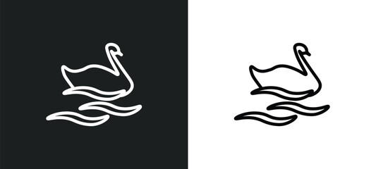 Poster - swan icon isolated in white and black colors. swan outline vector icon from animals collection for web, mobile apps and ui.