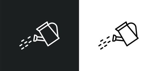 watering icon isolated in white and black colors. watering outline vector icon from agriculture farming collection for web, mobile apps and ui.