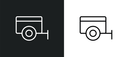 Poster - trailer icon isolated in white and black colors. trailer outline vector icon from agriculture farmin