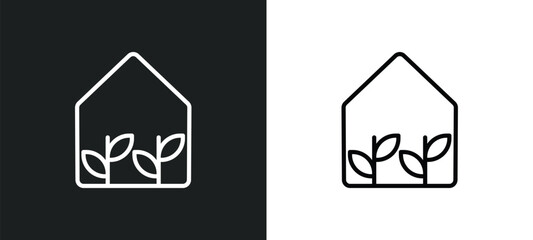 Poster - greenhouse icon isolated in white and black colors. greenhouse outline vector icon from agriculture farming collection for web, mobile apps and ui.