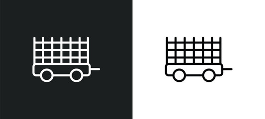 Poster - farm trailer icon isolated in white and black colors. farm trailer outline vector icon from agriculture farming collection for web, mobile apps and ui.
