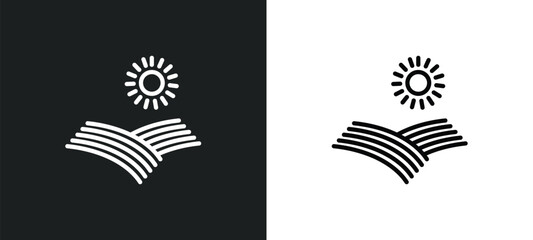 Poster - farm field icon isolated in white and black colors. farm field outline vector icon from agriculture 