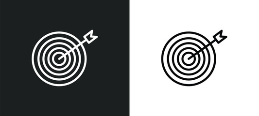 Poster - dartboard icon isolated in white and black colors. dartboard outline vector icon from outdoor activities collection for web, mobile apps and ui.