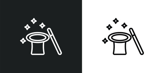 Poster - magician icon isolated in white and black colors. magician outline vector icon from activity and hobbies collection for web, mobile apps and ui.
